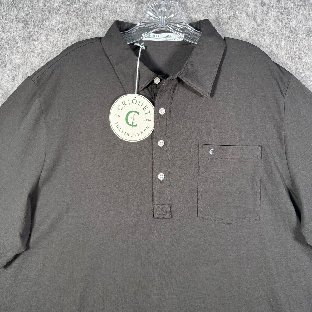 Criquet Polo Shirt Mens XXL Black Short Sleeve Pocket Austin Texas NWT